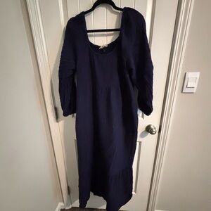 Universal thread, navy gauze,cotton,balloon,long sleeve tiered,maxi,dress xl